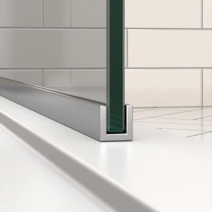 Fixed Glass Shower Panel for Bathroom - 3/8'' Thick Clear Tempered Frameless Glass Shower Door, 36" x 76" Hard Water Resistant with Chrome Finish - By Yana Glass and Mirror
