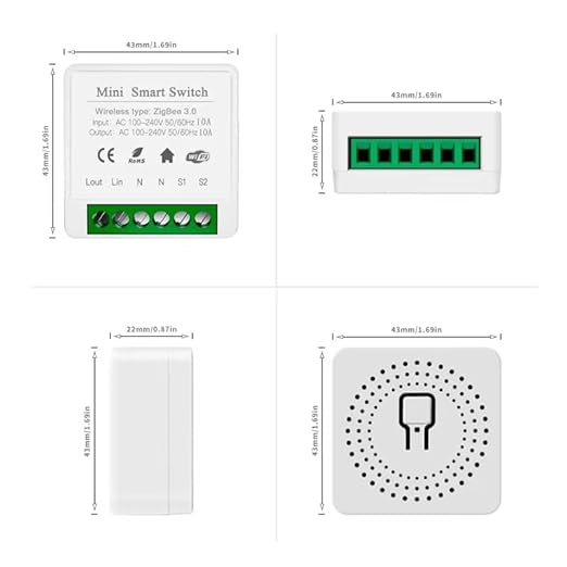 IHSENO ZigBee3.0 Smart Switch Mini Relay Switch, ZigBee Smart Light Switch Need Zigbee Hub Work with Tuya Smart Life APP Smart Button Scene Remote for Tuya Smart Home Devices (4)