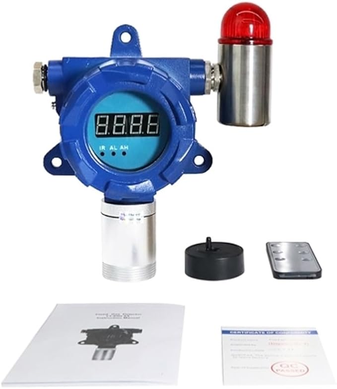 ATO Fixed Carbon Monoxide Gas Detector, 4-20mA Signal Output, CO Gas Leak Detector 0 to 100/500/1000 ppm, with Sound and Light Alarm (0-2000ppm, 2NO+2NC)