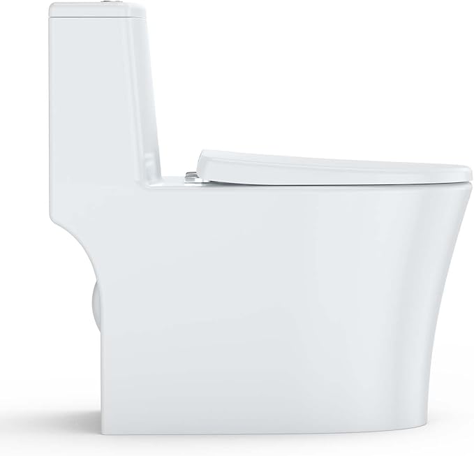 One Piece Toilet - Elongated Ceramic Design, Soft Closing PP Toilet Cover, Easy Clean Surface, Water Efficient Flush, Compact Durable Build