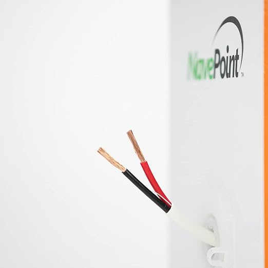 NavePoint 250ft in Wall Audio Speaker Cable Wire CL2 18/2 AWG Gauge 2 Conductor Bulk White
