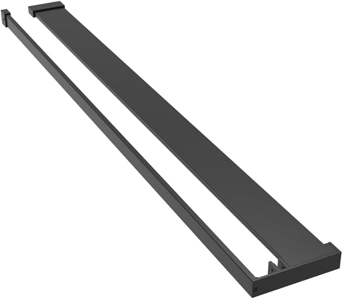 Goodyo 34" x 72" Shower Door Tempered Glass Shower Screen with Tool Bar Towel Rack for Walk in Bathroom 16-Grid Modern Design, Matte Black Finish