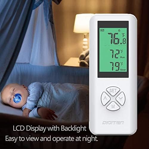 DIGITEN Wireless Temperature Controlled Outlet, Digital Plug-in Thermostat with Remote Control, Built-in Temp Sensor, Heating & Cooling for A/C, Fans, Heaters (Remote Detects Temperature)