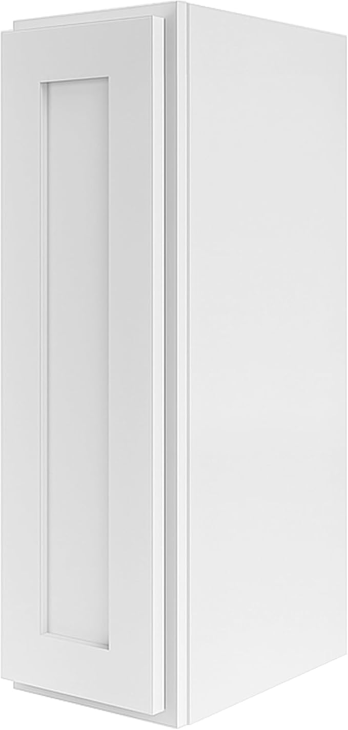 Wall Kitchen Cabinets, RTA Cabinets, White Shaker Cabinet, Wall Mounted, RTA Upper Cabinet, Modern for Kitchen and Bathroom with Door (White, 09" W x 42" H x 12" D)