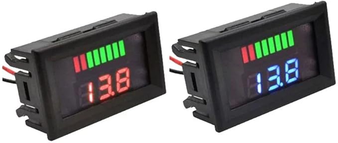 Battery Charge Level Indicator Universal Car Battery Capacity Meter Tester Checker 12V-60V Red Car Battery Tester Motorcycle Battery Checker Battery Fuel Gauge Indicator Battery Capacity Meter Tester