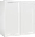 Wall Kitchen Cabinets, RTA Cabinets, White Shaker Cabinet, Wall Mounted, RTA Upper Cabinet, Modern for Kitchen and Bathroom with Door (White, 33 W x 42" H x 12" D)