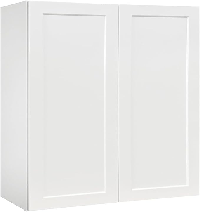 Wall Kitchen Cabinets, RTA Cabinets, White Shaker Cabinet, Wall Mounted, RTA Upper Cabinet, Modern for Kitchen and Bathroom with Door (White, 33 W x 42" H x 12" D)