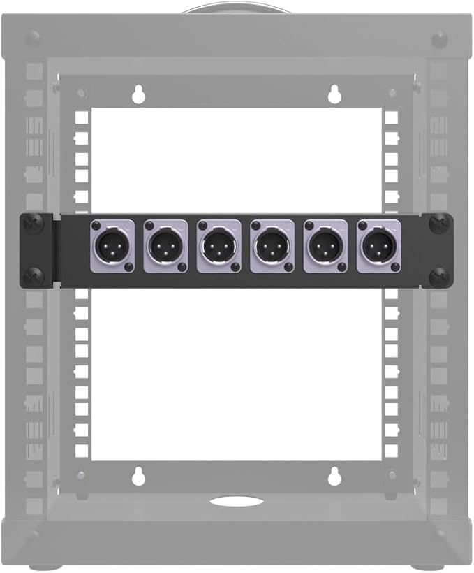 QiaoYoubang 10" 1U Mini Hinged D-Series Connectors Rack Panel 6D XLR HDMI Audio Rack Mount Panel for 10 inches Rack Mount or 10 inch Server Cabinet (1U10IN6D)