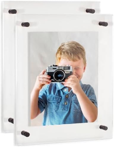 ArtToFrames 11x17 Inch Double Panel Floating Acrylic Picture Frame (Full Frame is 15x21) comes with Black Standoff Hardware, Made in the USA, 2 Pack
