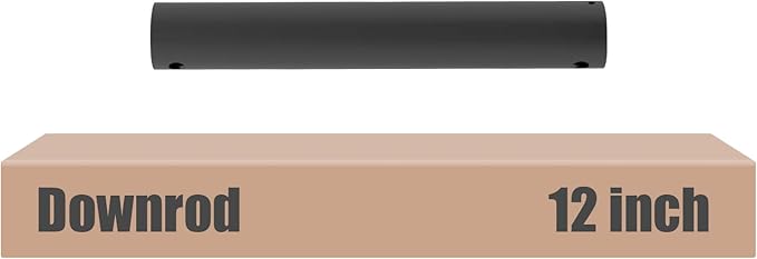 DPXMYG 12 inch Ceiling Fan Downrod with Extension Cord, 1 FT Black Downrod for Ceiling Fan, 1 inch Outside Diameter, Ceiling Fan Boom Suitable for a Wide Range of Fans (Black, Not Threaded)