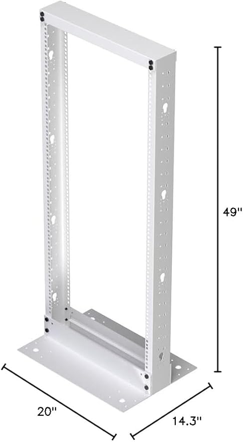 NavePoint 25U 2 Post Rack Open Frame Server Rack for 19 Inch Equipment, AV, Networking, Data & IT Devices, 2-Post Rack 25U 881lbs Weight Capacity, White