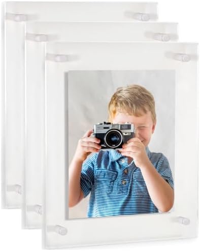 ArtToFrames 20x28 Inch Double Panel Floating Acrylic Picture Frame (Full Frame is 24x32) comes with White Standoff Hardware, Made in the USA, 3 Pack