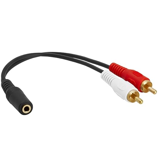 Cmple - 3.5mm Female to 2 RCA Male Stereo Audio Y Cable Adapter for TV, Smartphones, MP3 Players, Tablets, Speakers - Mini Plug Headphone Splitter - 6 Inch