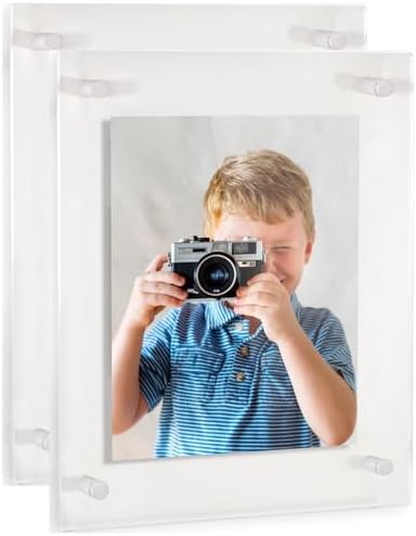 ArtToFrames 12x18 Inch Double Panel Floating Acrylic Picture Frame (Full Frame is 16x22) comes with White Standoff Hardware, Made in the USA, 2 Pack