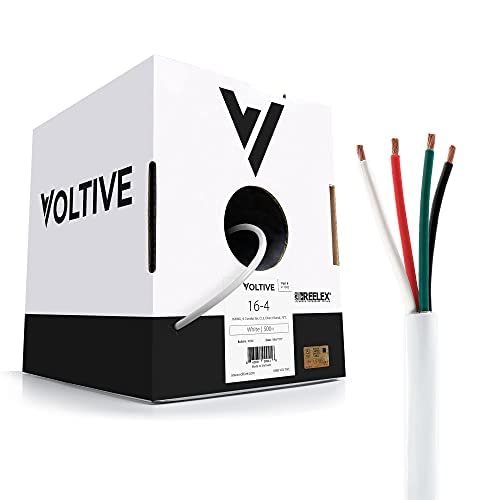 Voltive 16/4 Speaker Wire, in-Wall CL3 & Direct Burial, White, 500ft - 16AWG, 4 Conductors, Stranded Oxygen-Free Copper, UL Listed - V-1211-6
