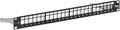 ICC 24-Port Blank Keystone Shielded 1U Patch Panel with 19” Rackmount Housing and Cable Support Bar for Slim Profile Keystone Jacks (Sold Separately), Protects Against EMI, UL Listed, IC107PPS6A