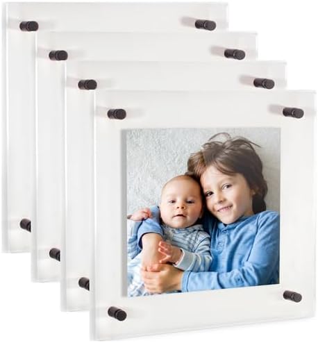 ArtToFrames 26x26 Inch Double Panel Floating Acrylic Picture Frame (Full Frame is 30x30) comes with Black Standoff Hardware, Made in the USA, 4 Pack