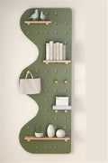 Wooden Wall Organizer for Home & Office, 15.7"x47.2" Green Perforated Display Panel, Versatile Hanging Storage for Entryway, Kitchen & Craft Room