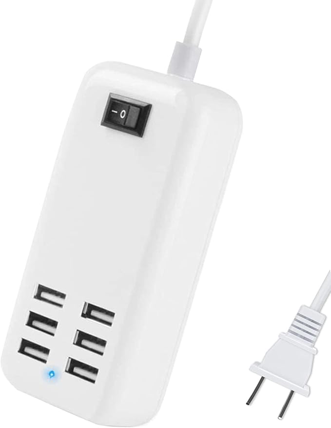 6 Ports USB Charger Hub Desktop US Plug AC Power Wall Travel Charging Adapter Slots Charging Station
