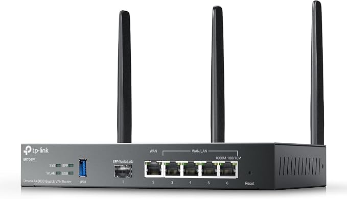 TP-Link ER706W Omada Gigabit AX3000 WiFi 6 VPN Router | 1x USB 3.0 Support USB by TP-Link
