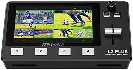 Feelworld L2 Plus 5.5" LCD Multi-Camera Video Mixer Switcher with Touch Screen PTZ Control Chroma Key USB3.0 for Live Streaming