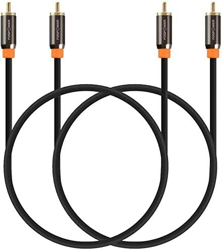 FosPower Digital Audio Coaxial Cable [24K Gold Plated Connectors] Premium S/PDIF RCA Male to RCA Male for Home Theater, HDTV, Subwoofer, Hi-Fi Systems - 10ft/2Pack