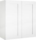 Wall Kitchen Cabinets, RTA Cabinets, White Shaker Cabinet, Wall Mounted, RTA Upper Cabinet, Modern for Kitchen and Bathroom with Door (White, 30" W x 42" H x 12" D)