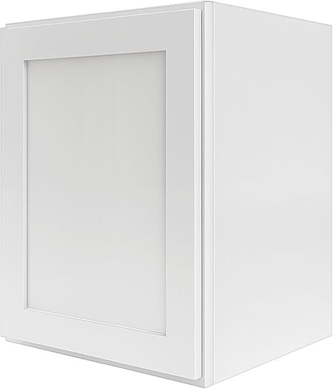 Wall Kitchen Cabinets, RTA Cabinets, White Shaker Cabinet, Wall Mounted, RTA Upper Cabinet, Modern for Kitchen and Bathroom with Door, 2 Adujustable Shelves (White, 18" W x 30" H x 12" D)