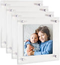 ArtToFrames 24x24 Inch Double Panel Floating Acrylic Picture Frame (Full Frame is 28x28) comes with Chrome Standoff Hardware, Made in the USA, 4 Pack