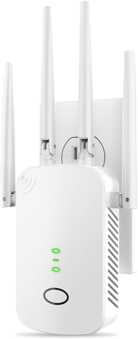 WiFi Extender, 2.4G WiFi Extender Signal Booster – 10888 Sq Ft, 80 Devices Supported & 1-Tap Faster Setup