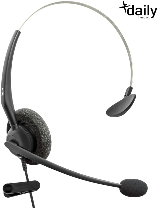 DailyHeadset RJ9 NC Mono Phone Headset for Analog Aastra Nortel Digium Polycom ShoreTel NEC Allworx Toshiba Phones Includes RJ9 and 3.5mm Adapter