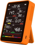 Professional Indoor Air Quality Monitor with AQI Alarms, Portable Real-Time Detector for Home Cars Plants and Pets (Amber Orange)