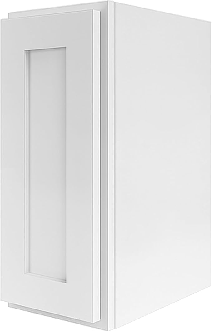 Wall Kitchen Cabinets, RTA Cabinets, White Shaker Cabinet, Wall Mounted, RTA Upper Cabinet, Modern for Kitchen and Bathroom with Door, 2 Adjustable Shelf (White, 09" W x 30" H x 12" D)