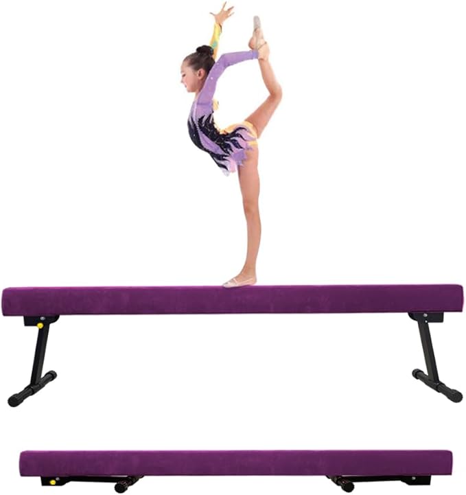 Adjustable&Foldable Gymnastics Balance Beam,6FT/8ft High-Low Level Floor Gymnastic Beam,No Tool Require, Gym Equipment for for Kids Children Girls Home Training