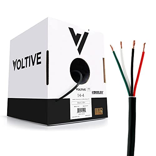 Voltive 14/4 Speaker Wire, in-Wall CL3 & Direct Burial, Black, 250ft - 14AWG, 4 Conductors, Stranded Oxygen-Free Copper, UL Listed - V-1209-3