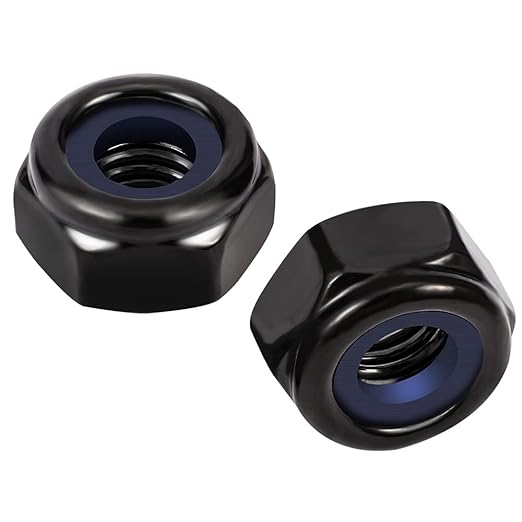 MewuDecor #10-24 Nylon Insert Hex Lock Nuts Locknuts, 304 Stainless Steel 18-8, Black Oxide, 50 PCS