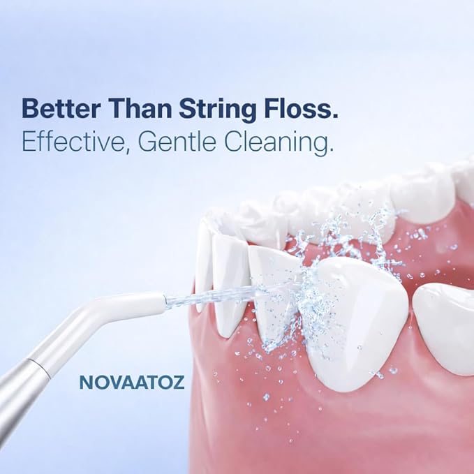 NOVAATOZ HydroOne Cordless Battery Operated Water Flosser for Teeth & Gums | Portable & Waterproof Oral Irrigator | 2 Pressure Modes | Travel Friendly