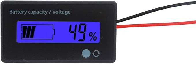 12V 24V 36V 48V Battery Meter, Battery Capacity Voltage Indicator, Lead-Acid&Lithium ion Battery Charge Discharge Monitor, for Motorcycle Car Truck Vehicle Marine Boat Golf Cart Club Car - Blue