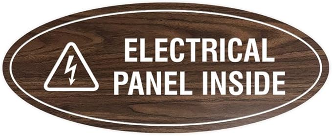 Signs ByLITA Oval Electrical Panel Inside Sign (Walnut) - Small 2 Pack