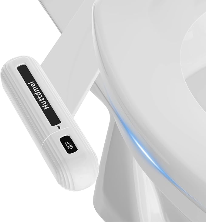 Ultra-Slim Bidet Attachment for Toilet, Non-Electric Dual Nozzle (Rear & Feminine Wash), Adjustable Fresh Cold Water Pressure, Stainless Steel Inlet, Easy to Install(Black & White)