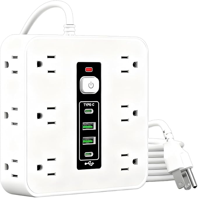 Multi-Outlet Electrical Strip - 16-AC Socket Extension, 50cm Desk Home Dorm Wall with, Safety Surge Protector with Cord, Smart Outlet Strip for TV Phone Refrigerator Kitchen Living Room