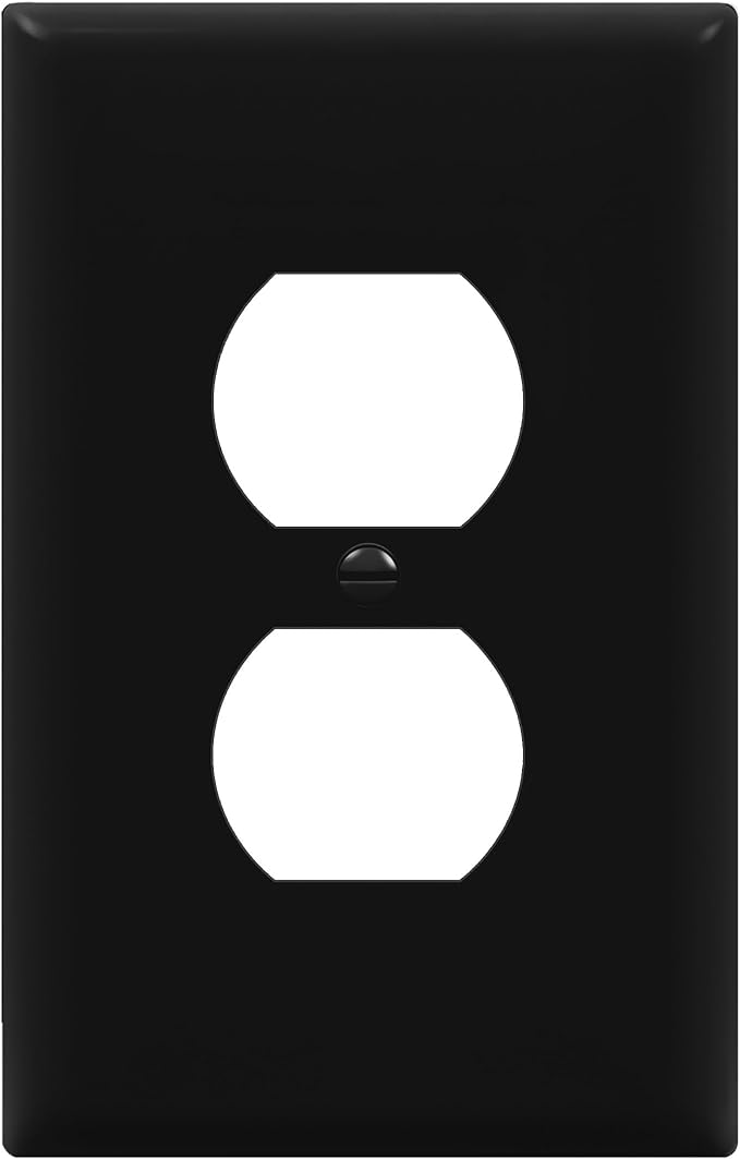 ENERLITES Duplex Receptacle Outlet Wall Plate, Electrical Outlet Cover, Gloss Finish, Mid-Size 1-Gang 4.88" x 3.11", Unbreakable Polycarbonate Thermoplastic, UL Listed, 8821M-BK, Black