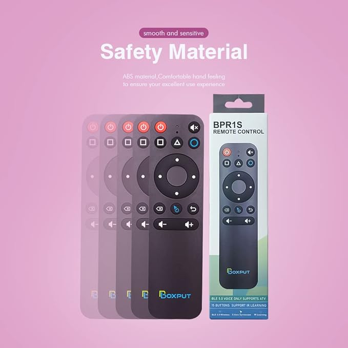 BOXPUT BPR1S BT Remote IR Learning Remote with Air Mouse and Voice Control Universal Replacement Remote for ATV Android Box TV Stick Set-Top Box
