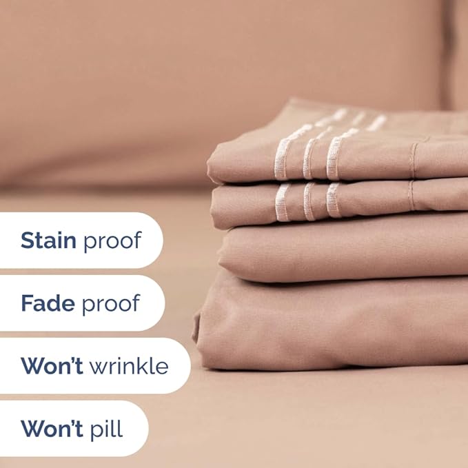 Split Head King Sheet Set – 4 Piece Flex Split Top King Sheets for Adjustable Beds - Fits 14” to 16" Mattress w/ Deep Pockets - Ultra-Soft, Breathable & Cooling - Luxury Bedding & Wrinkle Free - Mauve