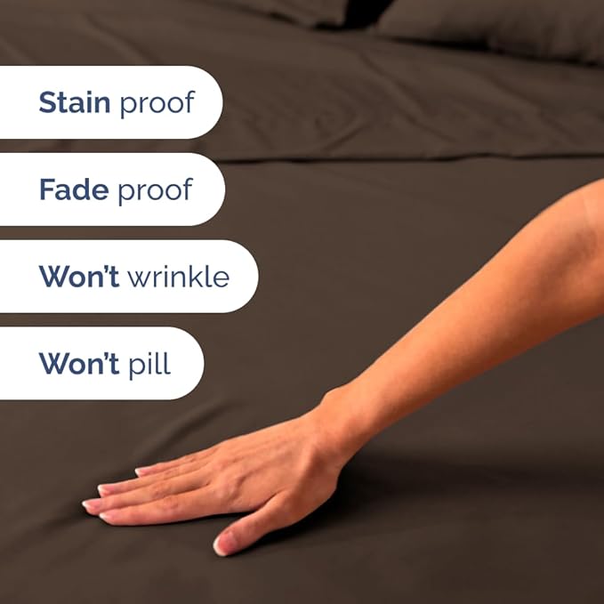 Full XL Bed Sheet Set - 4 Piece Extra Long Extended Full XL Sheets - Ultra-Soft, Breathable & Cooling - Fits 8” to 16" Mattress w/ Deep Pockets - 54" x 80" - Easy-Fit, Wrinkle & Fade Resistant - Brown