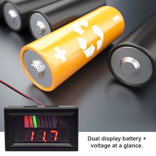 Battery Charge Level Indicator Universal Car Battery Capacity Meter Tester Checker 12V-60V Red Car Tester Motorcycle Checker Capacity Meter