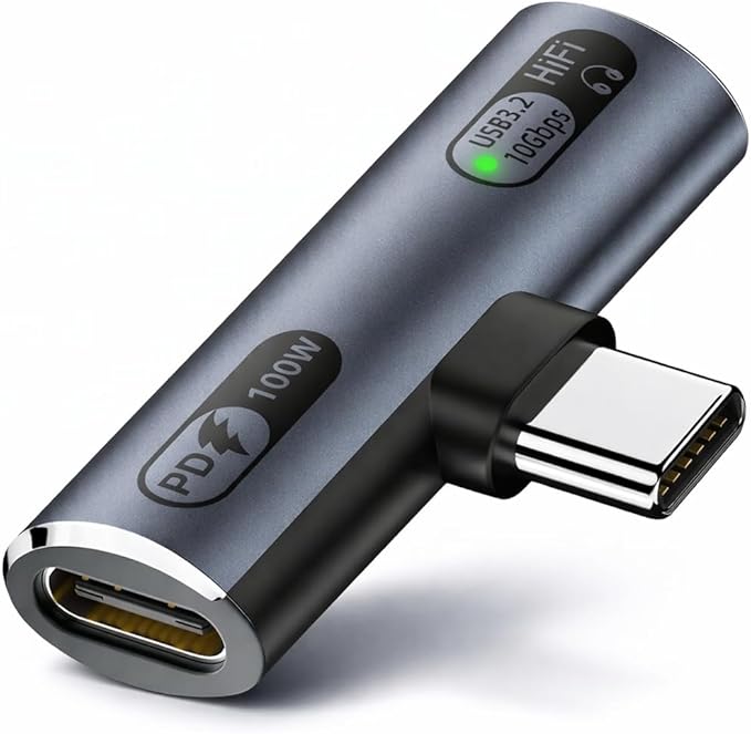Mizi 2025 Upgraded USB C Splitter 100W Fast Charging Adapter – Dual USB C Headphone & Charger Dongle for iPhone 16/15, iPad, MacBook, Galaxy S24/S23, Pixel & More – Audio + Power Adapter - Grey