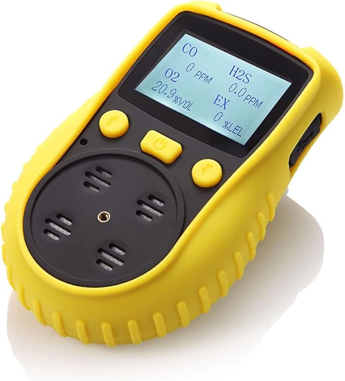 ATO Handheld Multi Gas Detector, CO, H2S, O2, LEL, 4 Gas Monitor, with Sound, Light and Vibration Alarms (with Data Logging)