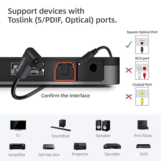 90 Degree Optical Audio Cable 30 feet, Slim Digital Audio Optical Cable - Image 5