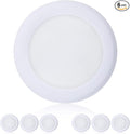 TOPELER 6in Dimmable Flush Mount Ceiling Recessed Light, 15W 4000K Cool White Low Profile Surface Mount LED Disc Light, Installs with J-Box or Canister, ETL-Listed Approvel, 6 Pack